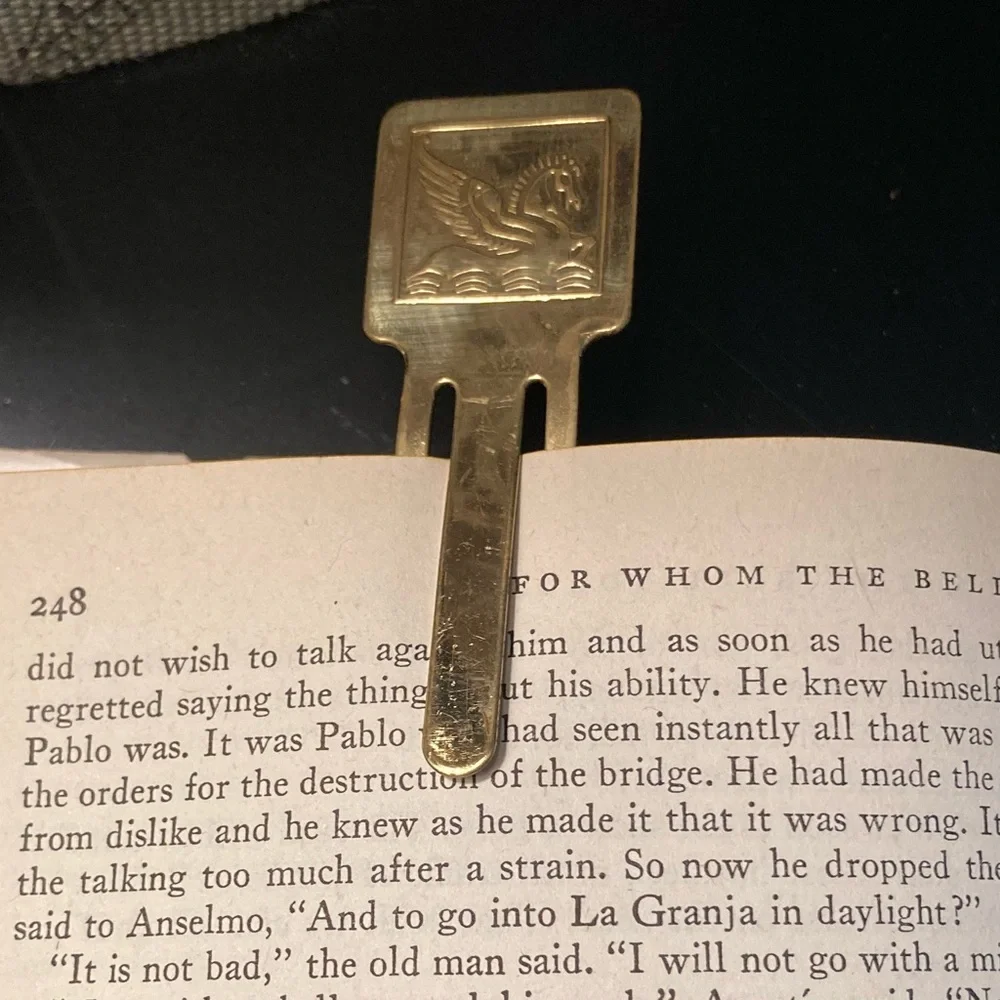 Vintage brass Pegasus Winged Horse Money Clip / Bookmark Equestrian 3